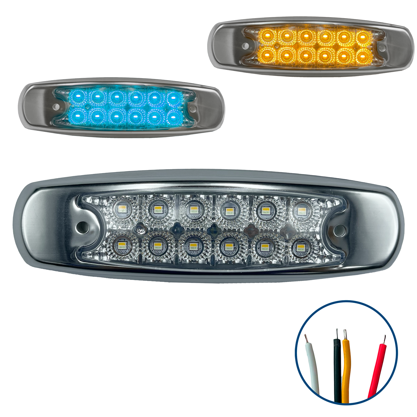 Plafon Led Tipo Peterbilt 12 Leds con Estrobo Dual 12/24V cc Ámbar