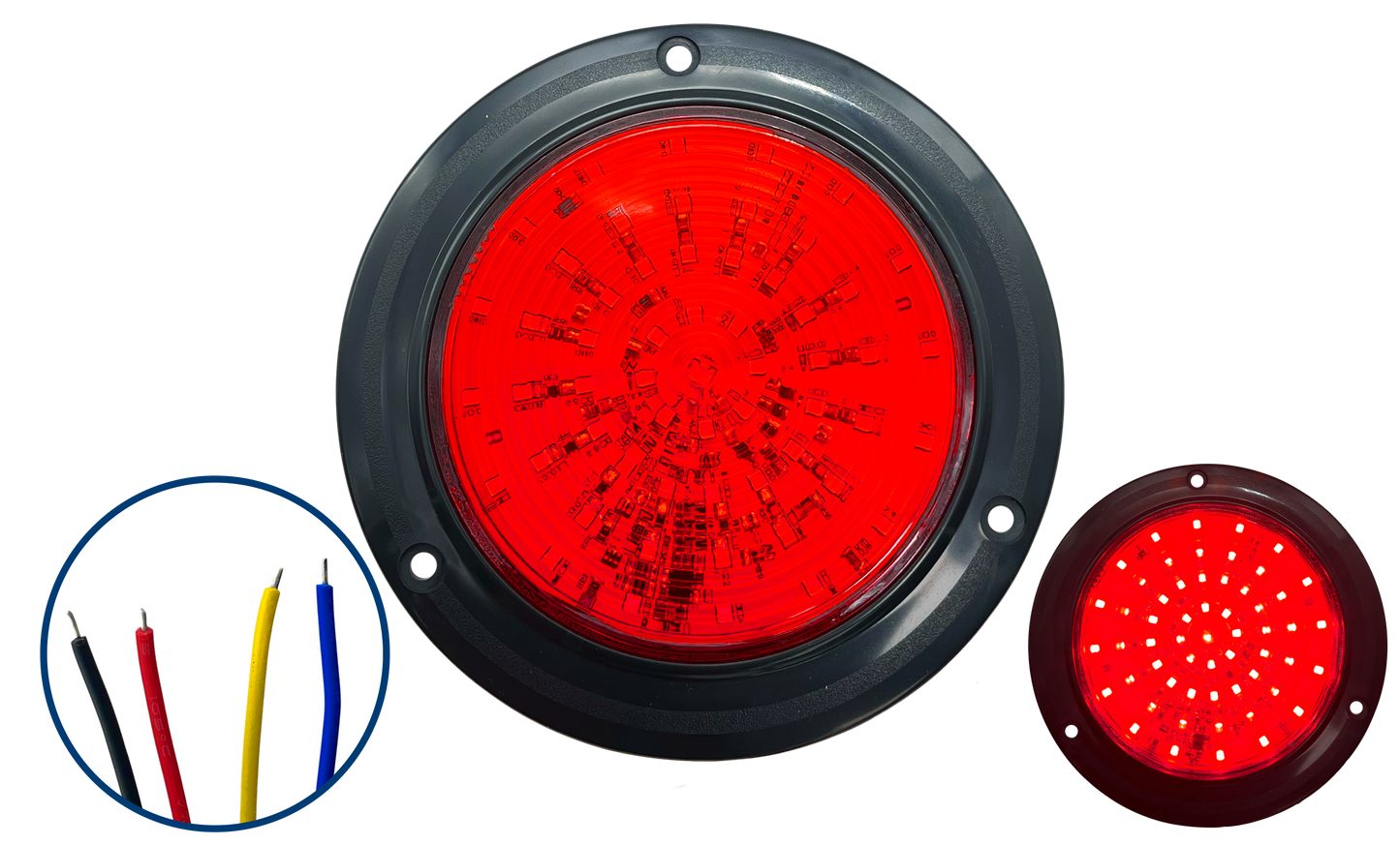 Plafon Led de 4" de 57 LEDS con Brida Negra 12/24 V cc