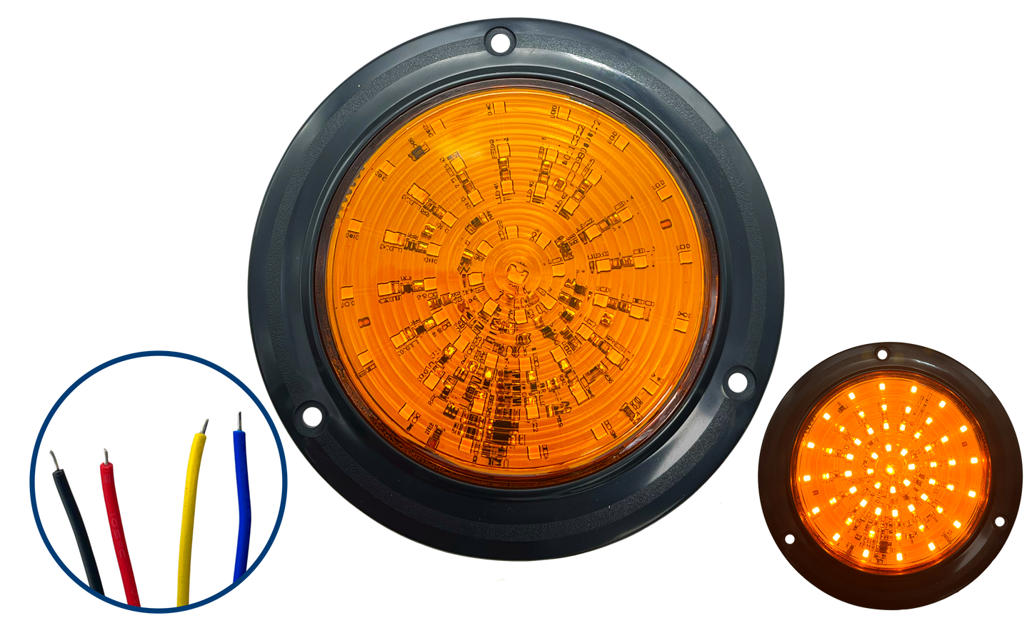 Plafon Led de 4" de 57 LEDS con Brida Negra 12/24 V cc