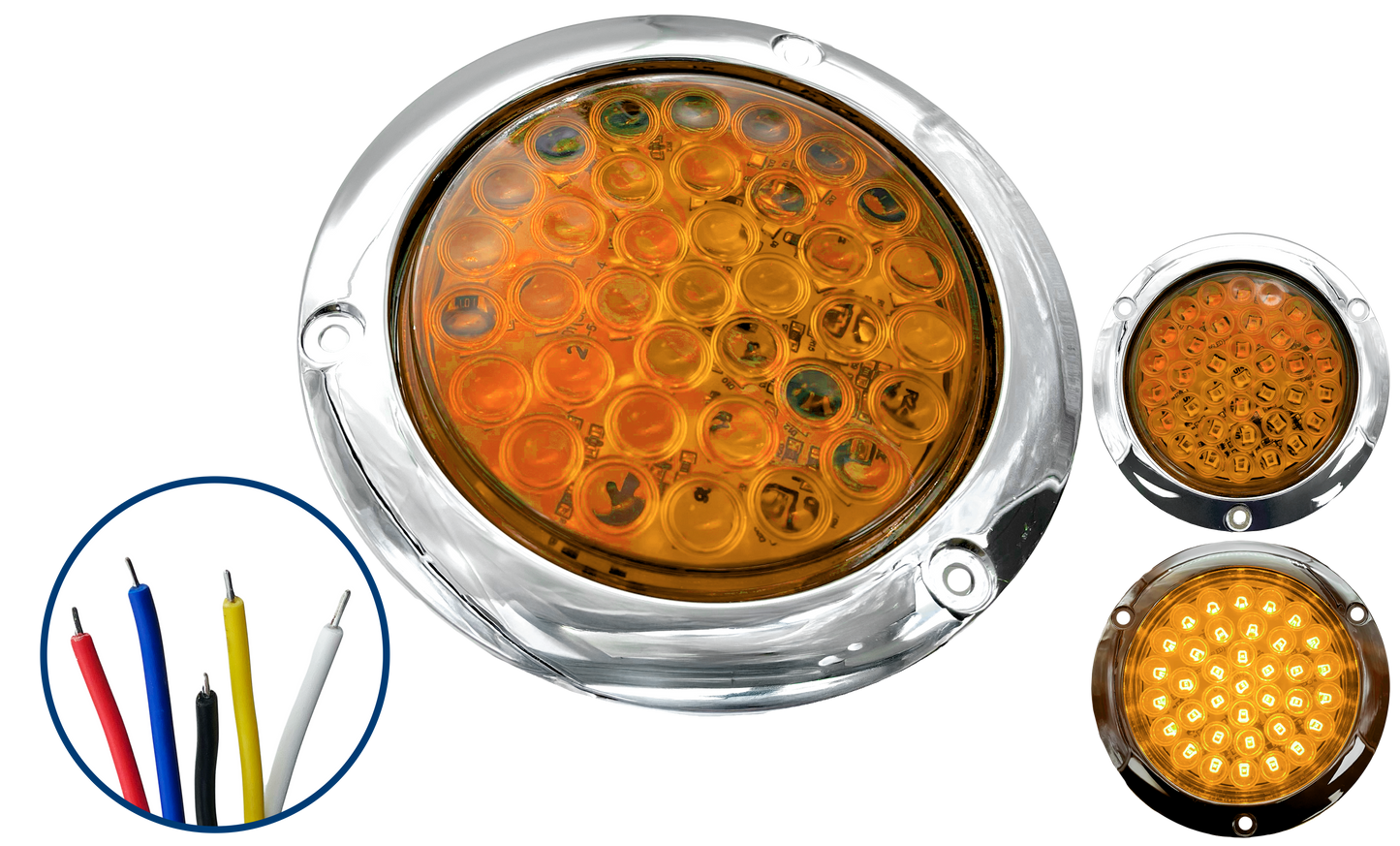 Plafón Led Redondo de 4" con 30 Leds Ámbar Fijo 12/24 V cc