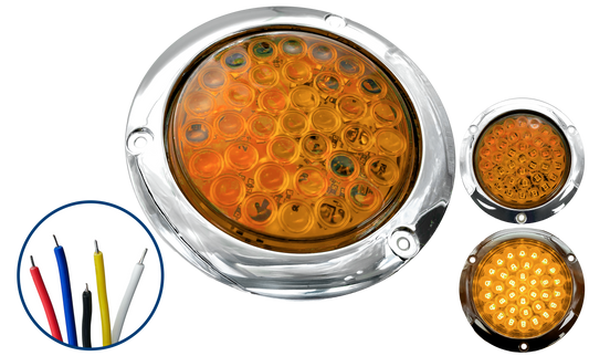 Plafón Led Redondo de 4" con 30 Leds Ámbar Fijo 12/24 V cc