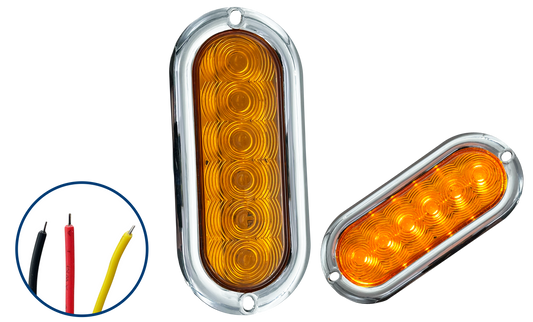 Plafón Led Ovalado Ámbar Brida Cromada 12/24 V cc