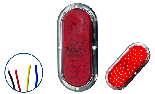 Plafón Led Ovalado de 66 Leds de Sobre Poner Alta/Baja + Estrobo con Brida Cromada de 12/24 V cc