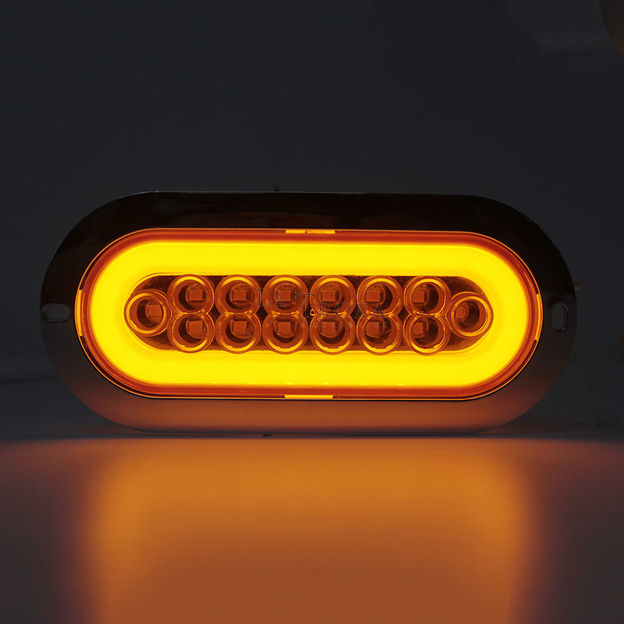 Plafón Led Ovalado Ámbar Brida Cromada con Aro 4 Funciones