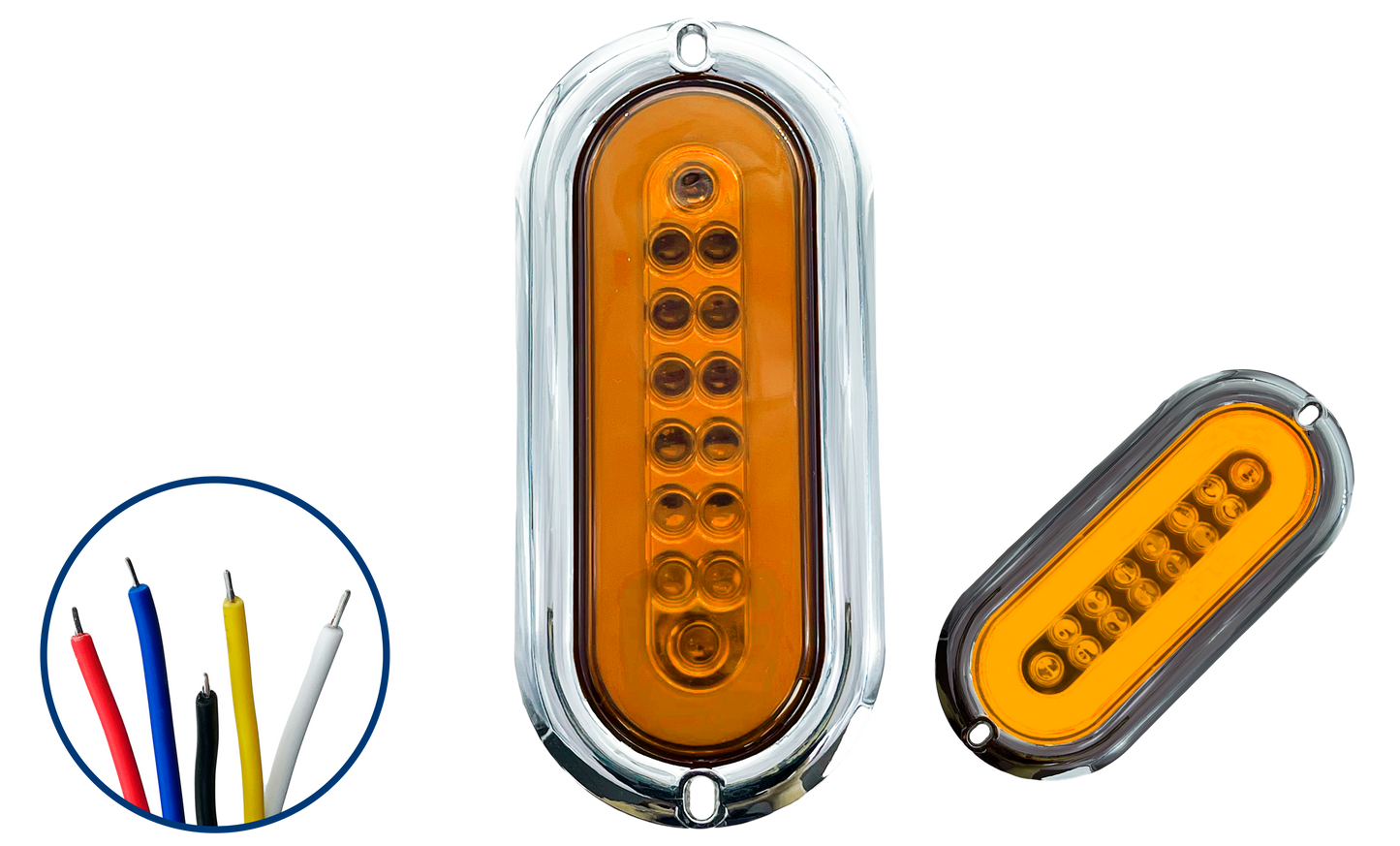 Plafón Led Ovalado Ámbar Brida Cromada con Aro 4 Funciones