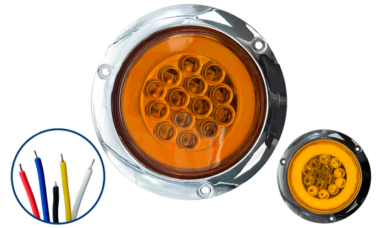 Plafon Led Redondo Ámbar de 4" con Brida Cromada con Aro 4 Funciones