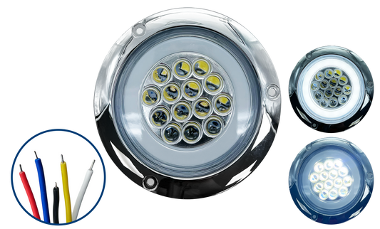 Plafon Led Redondo Blanco de 4" con Brida Cromada con Aro 4 Funciones