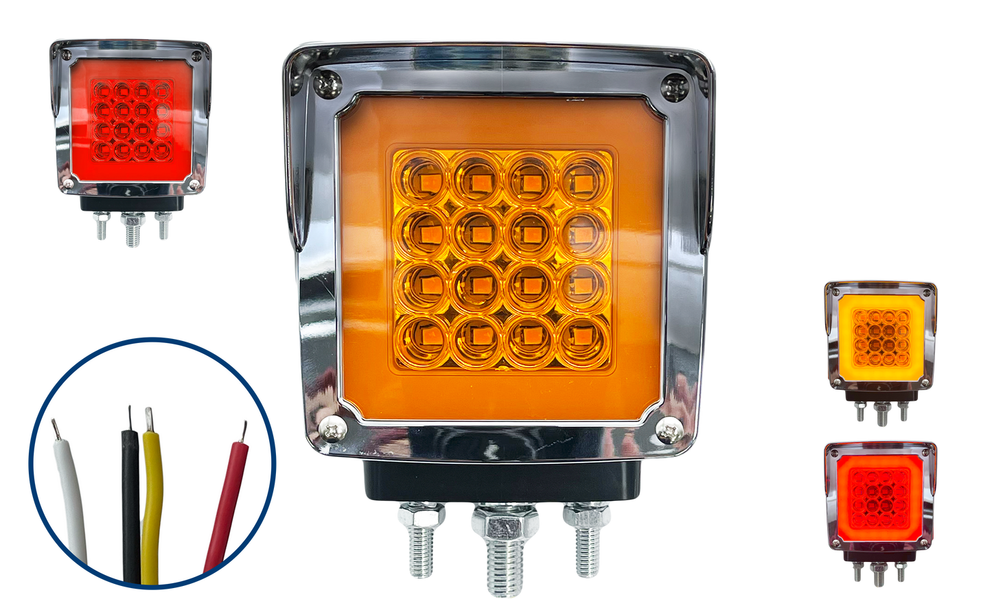 Direccional Led Cuadrada 1 y 2 Tornillo con Visera de Aro Gel