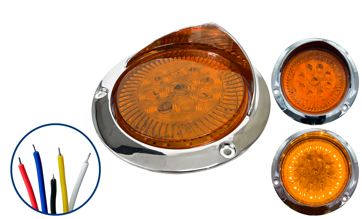 Plafón Led 4" Brida Cromada con Aro 4 Funciones con Visera