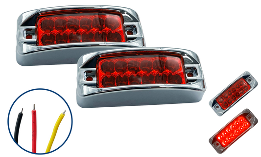 Plafon Led Rectangular de 12 Leds Color Rojo Chico 12/24 V cc