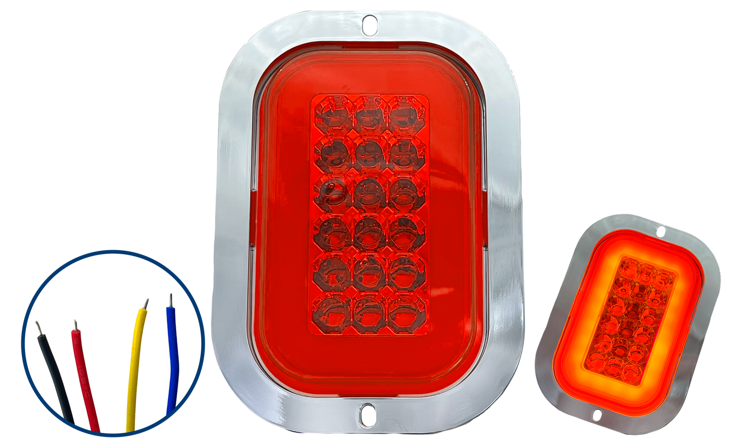 Plafón Rectangular con Brida Cromada con Aro 4 Funciones 12/24V cc