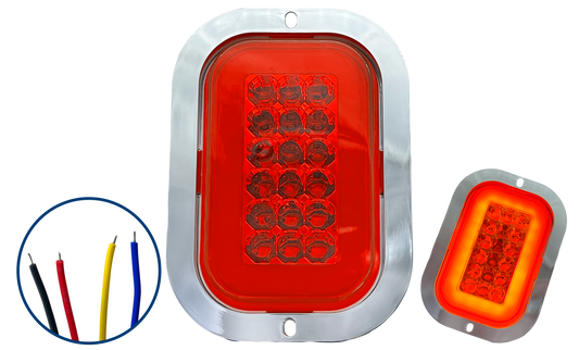 Plafón Rectangular con Brida Cromada con Aro 4 Funciones 12/24V cc