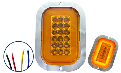 Plafón Rectangular con Brida Cromada con Aro 4 Funciones 12/24V cc