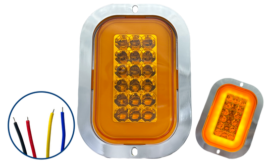 Plafón Rectangular con Brida Cromada con Aro 4 Funciones 12/24V cc