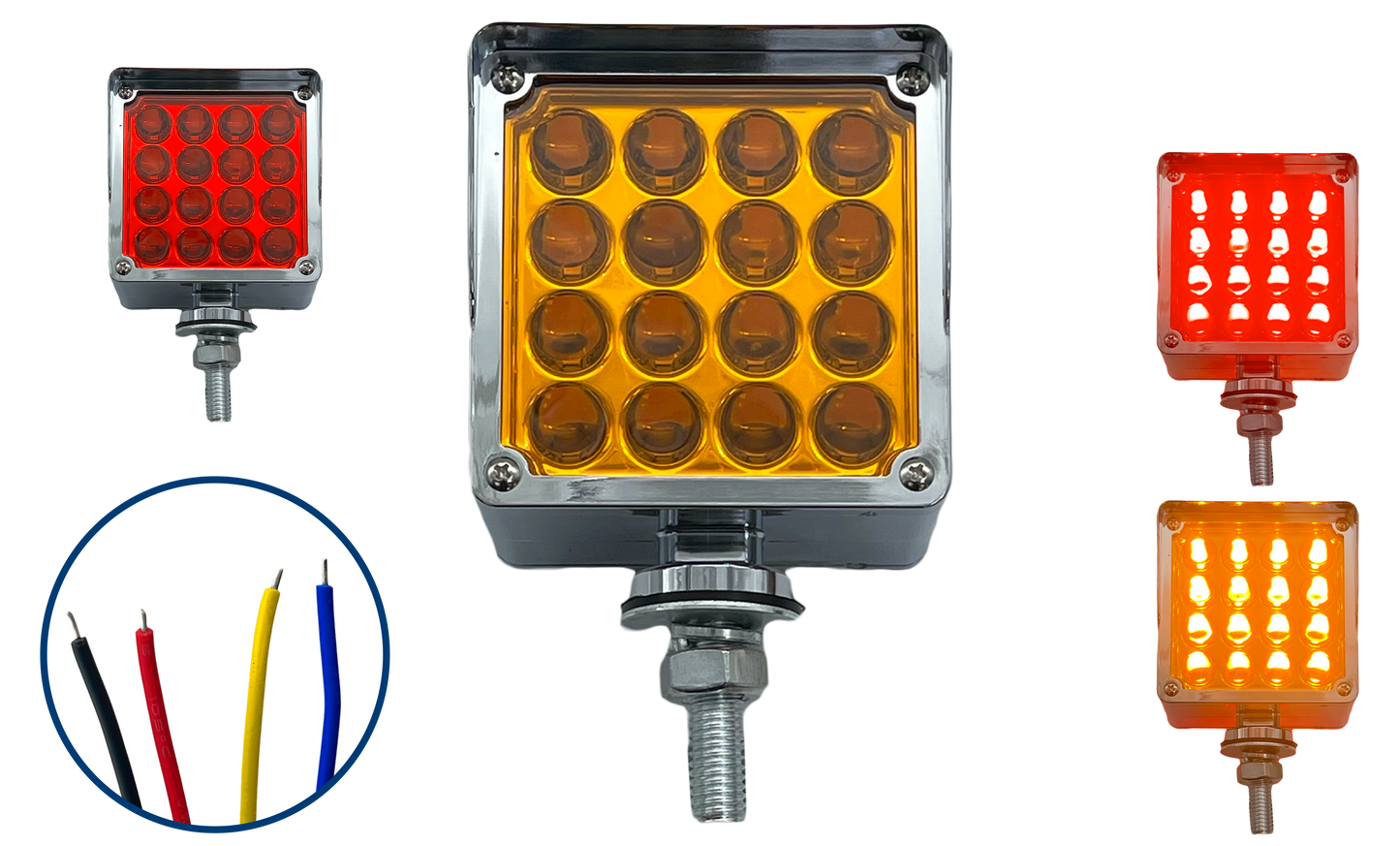 Direccional Led Cuadrada Chica con Visera de 16 LEDS