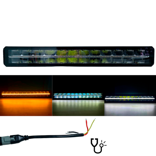 Barra de LED Reflejante de 22" Blanco/Ámbar Fijo 12-24 V cc