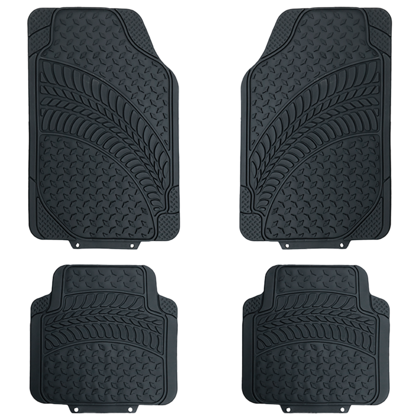 Juego de Tapetes de 4 Piezas de Uso Rudo para Auto/Camioneta Universal con Diseño de Rombos
