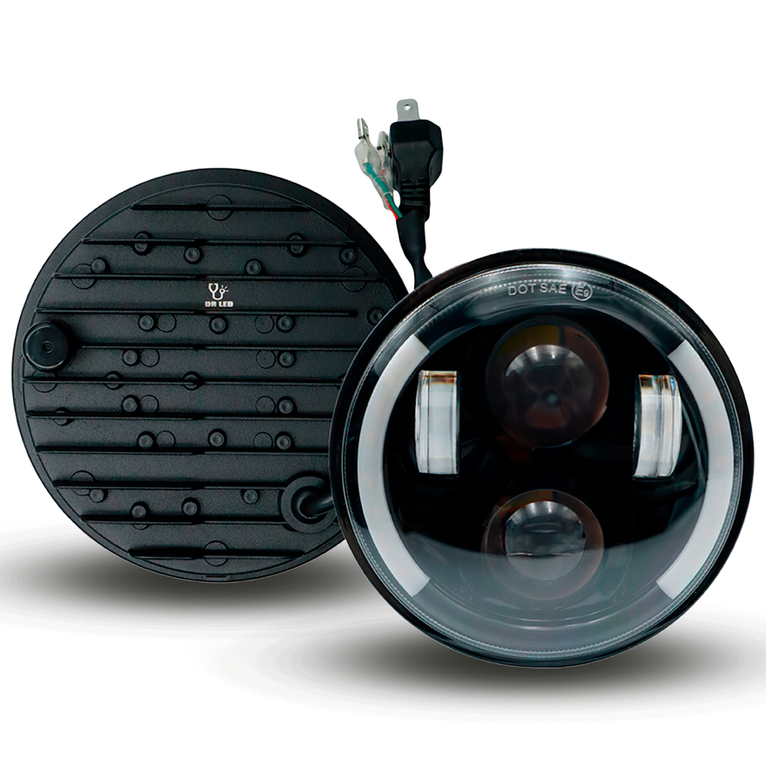 Unidad Redonda Led 4000 2 Lupas Principales Semi Aro Cob Lateral Alta/Baja