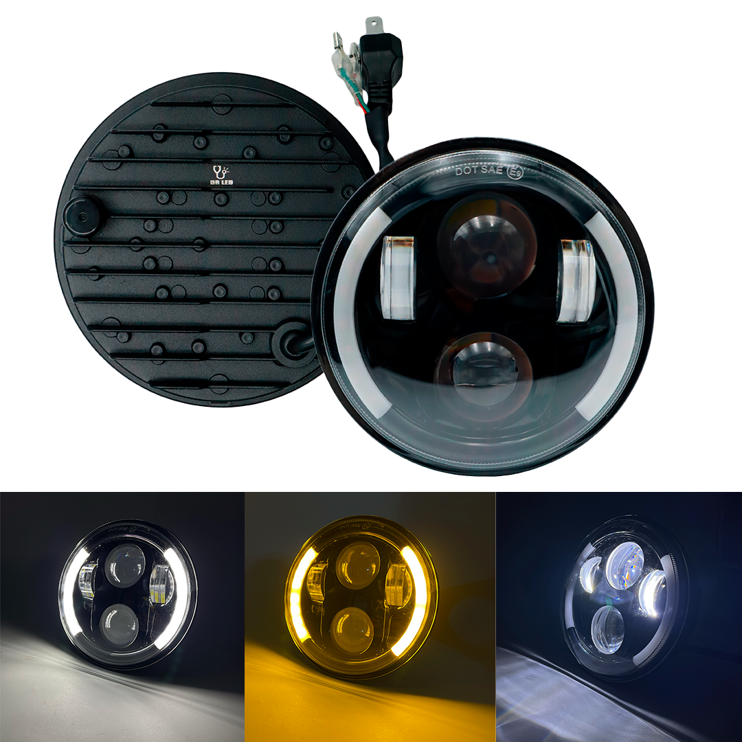 Unidad Redonda Led 4000 2 Lupas Principales Semi Aro Cob Lateral Alta/Baja
