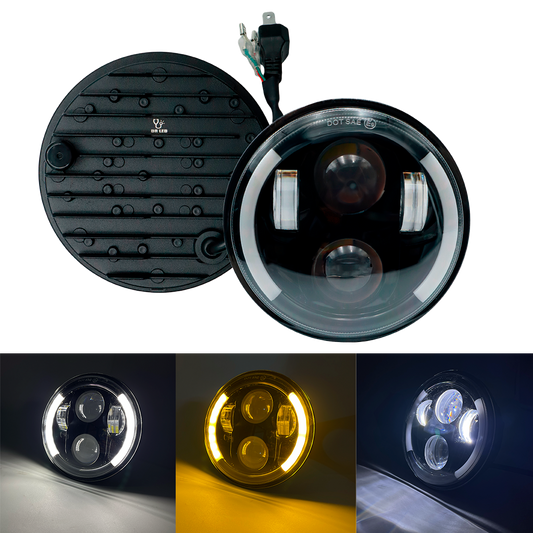 Unidad Redonda Led 4000 2 Lupas Principales Semi Aro Cob Lateral Alta/Baja