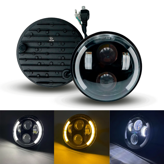 Unidad Redonda Led 4000 2 Lupas Principales Semi Aro Cob Lateral Alta/Baja