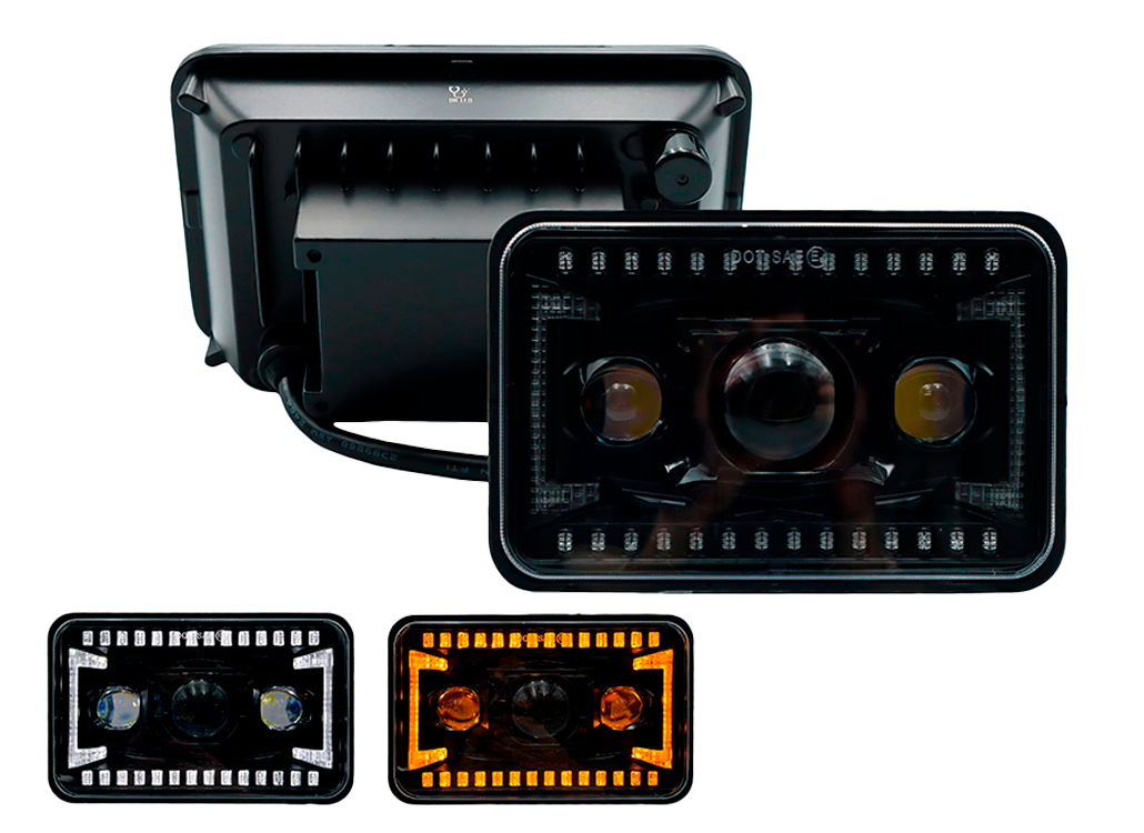 Unidad Cuadrada Led 4656 3 Lupas Aro Punteado Led Alta/Baja 50W