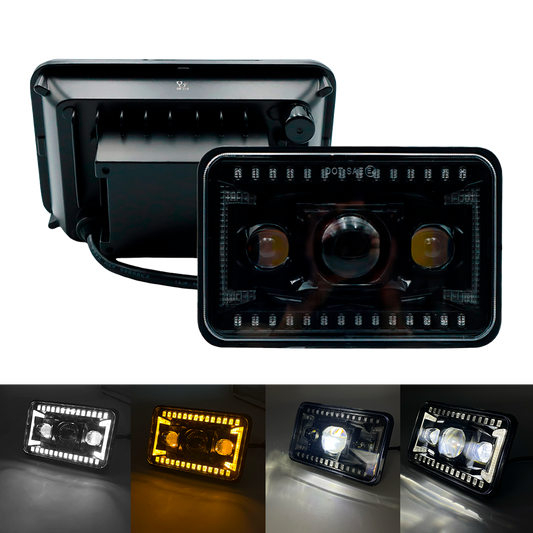 Unidad Cuadrada Led 4656 3 Lupas Aro Punteado Led Alta/Baja 50W