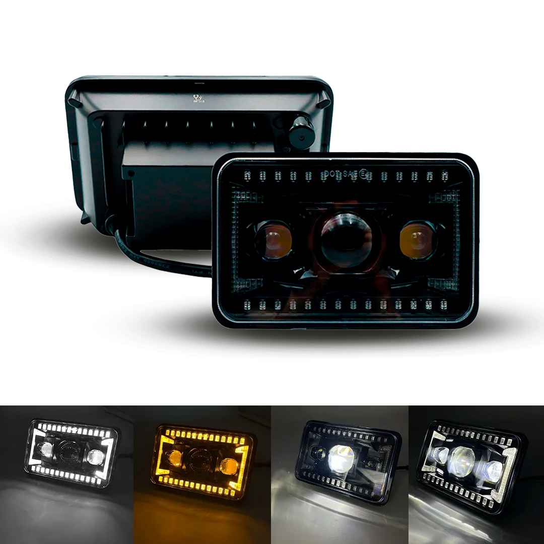 Unidad Cuadrada Led 4656 3 Lupas Aro Punteado Led Alta/Baja 50W
