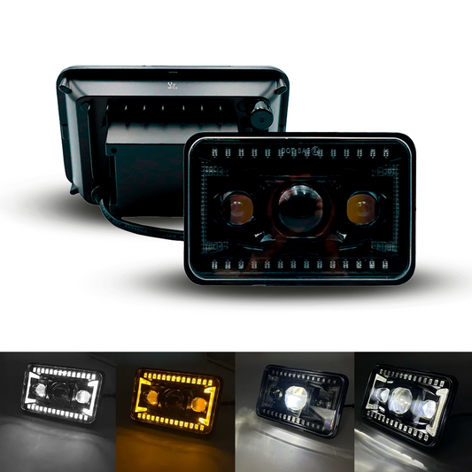 Unidad Cuadrada Led 4656 3 Lupas Aro Punteado Led Alta/Baja 50W