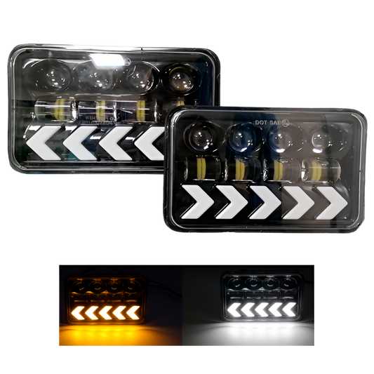 Unidad Cuadrada Led 4656 8 Lupas Alta/Baja + Flecha Blanco/Ámbar 12V cc
