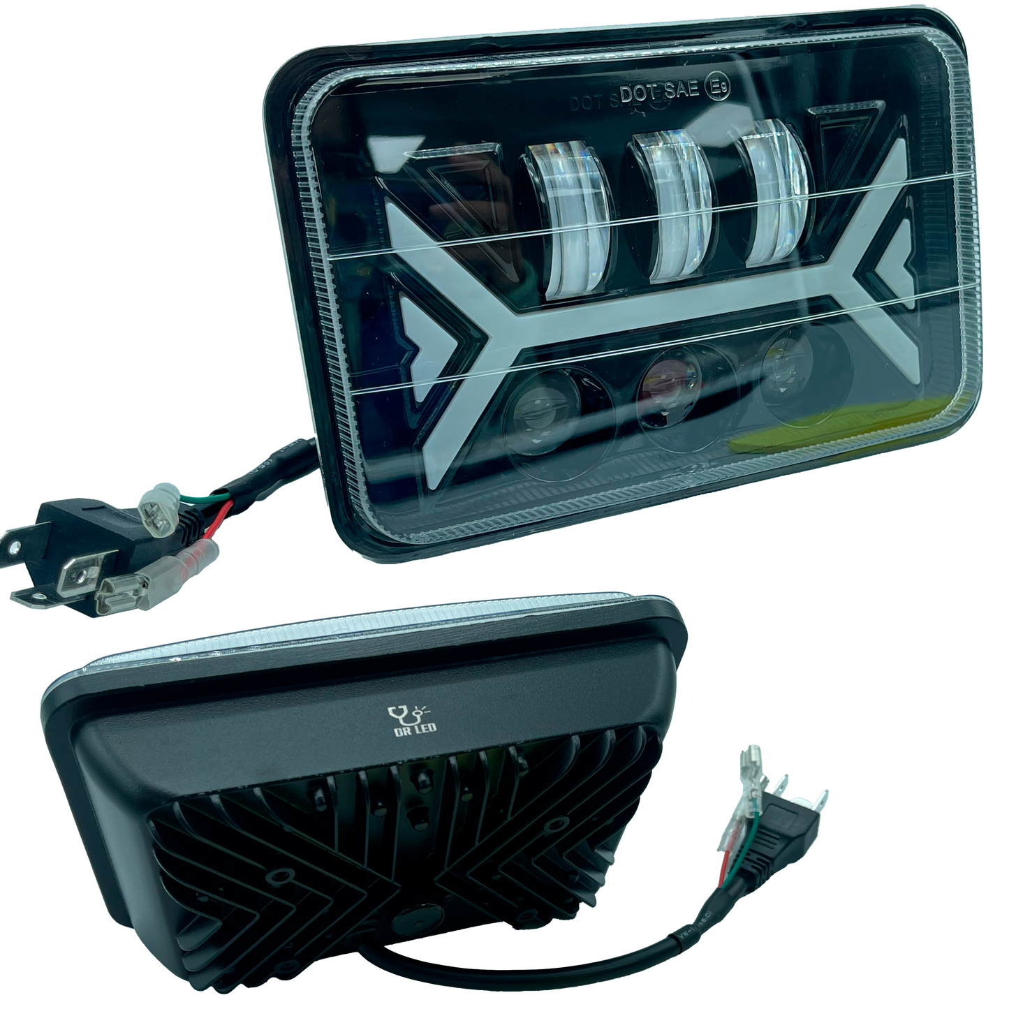 Unidad Led Cuadrada 4656 6 Lupas Línea en Medio con Blanco/Ámbar 12/24V cc