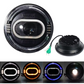 Unidad Redonda Led 6024 1 Lupa Doble Aro Cob Azul Ambar Alta/Baja