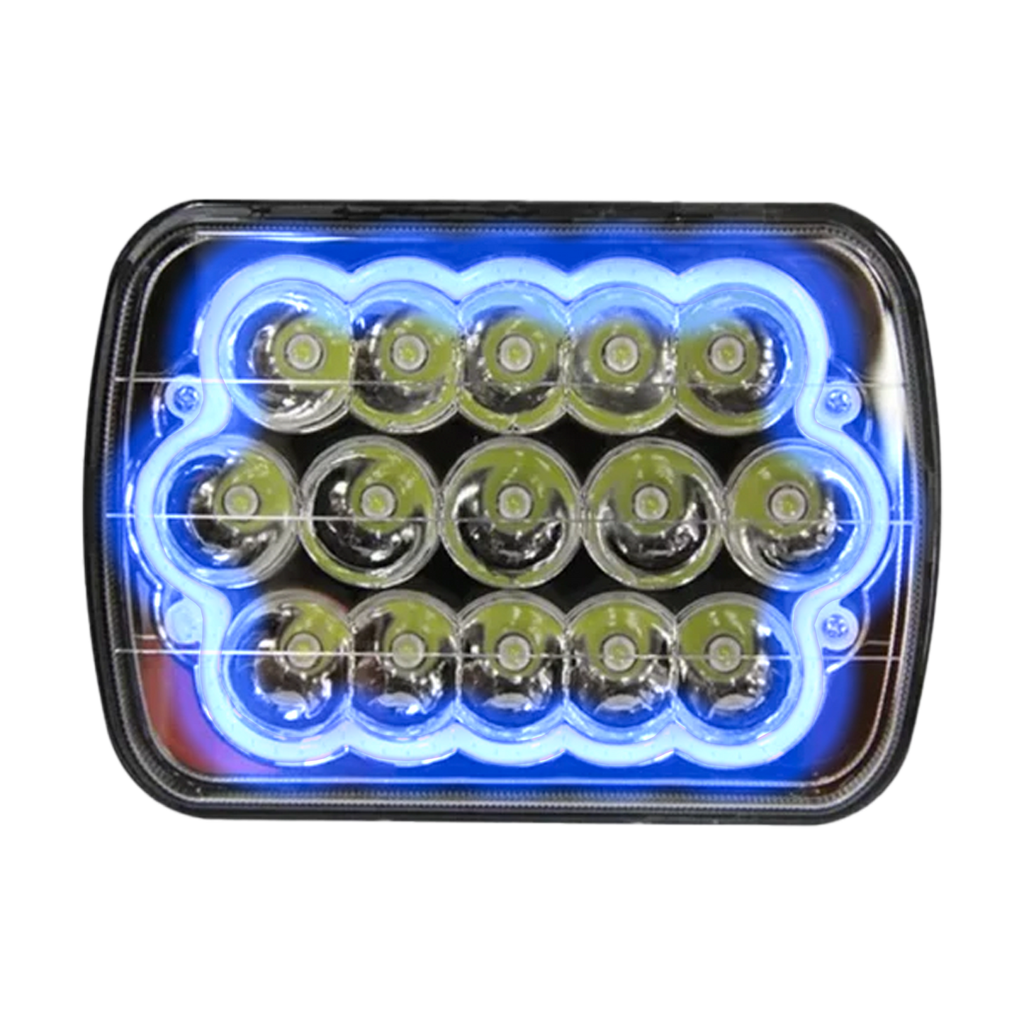 Unidad Cuadrada 6054 Led con Aro Azul