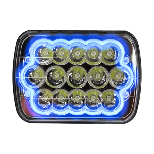 Unidad Cuadrada 6054 Led con Aro Azul