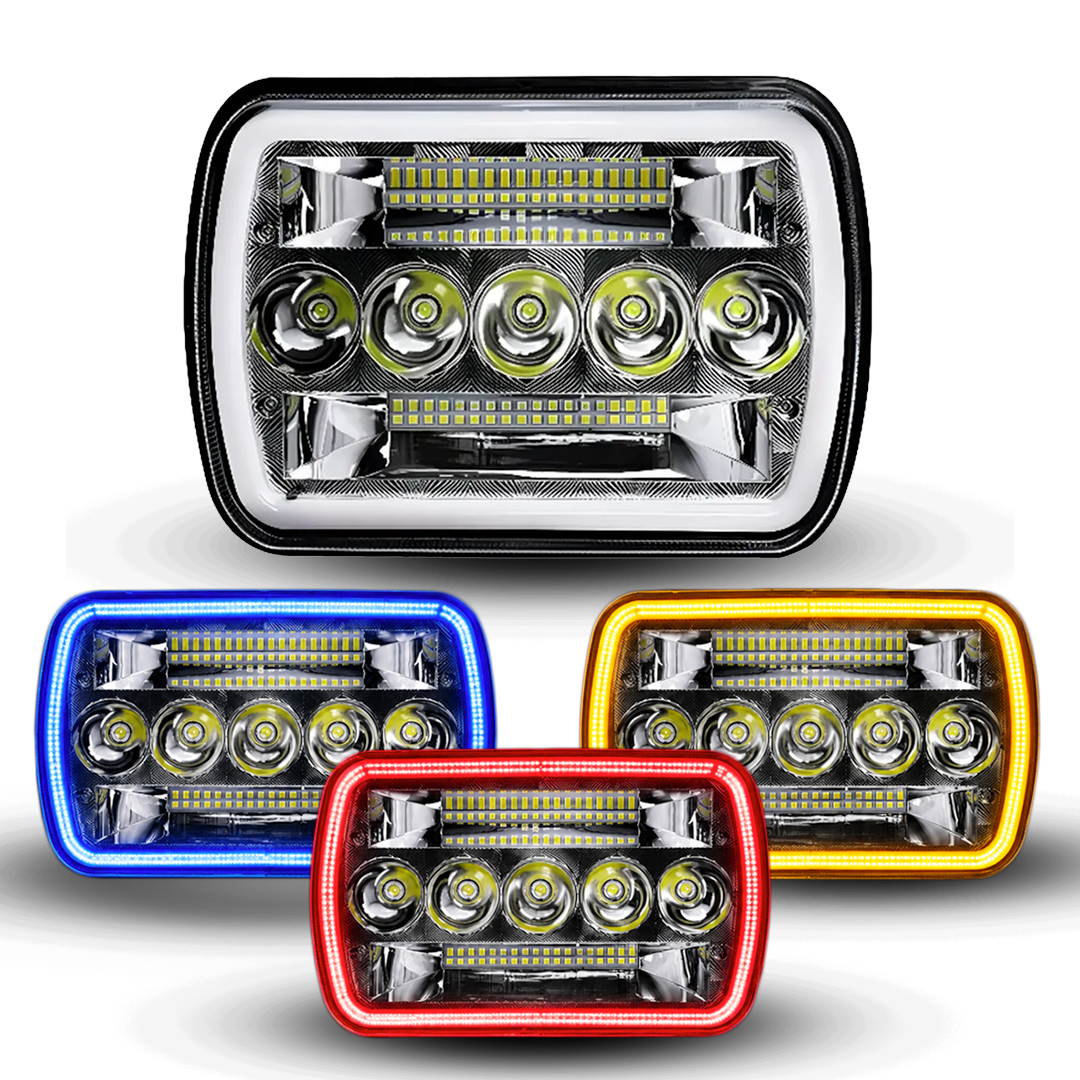 Unidad Cuadrada Led 6054 "Mirror" 45 LED Alta/Baja con Aro 12V cc