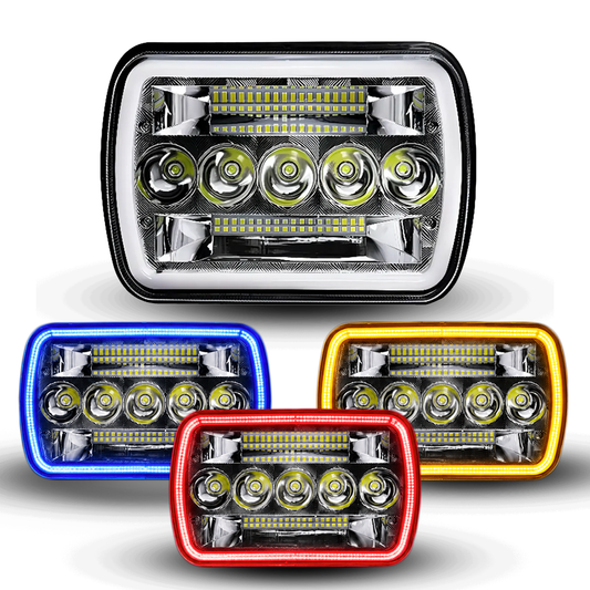 Unidad Cuadrada Led 6054 "Mirror" 45 LED Alta/Baja con Aro 12V cc