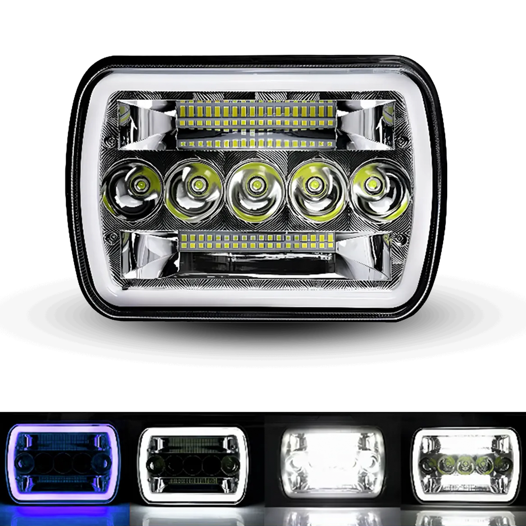 Unidad Cuadrada Led 6054 "Mirror" 45 LED Alta/Baja con Aro 12V cc