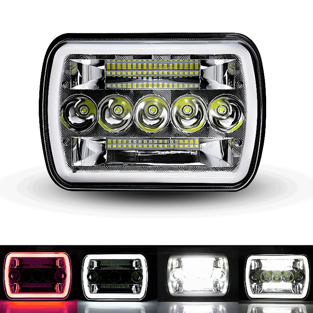 Unidad Cuadrada Led 6054 "Mirror" 45 LED Alta/Baja con Aro 12V cc