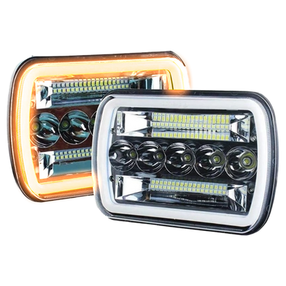 Unidad Cuadrada Led 6054 "Mirror" 45 LED Alta/Baja con Aro 12V cc