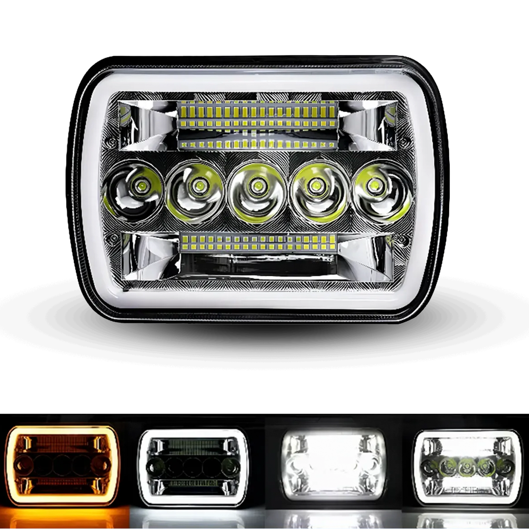 Unidad Cuadrada Led 6054 "Mirror" 45 LED Alta/Baja con Aro 12V cc