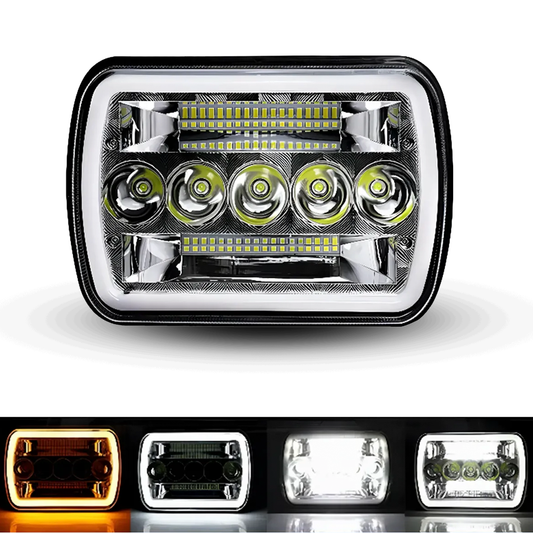 Unidad Cuadrada Led 6054 "Mirror" 45 LED Alta/Baja con Aro 12V cc
