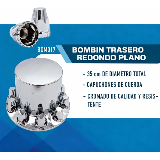 Bombín Trasero Redondo Plano Alto Con 10 Capuchones