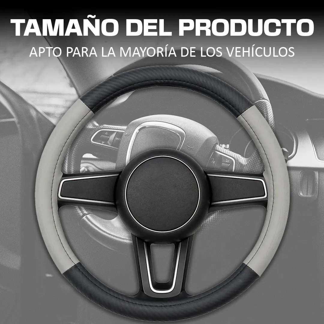 Funda Para Volante Vinil Fibra De Carbono Y Goma Lateral