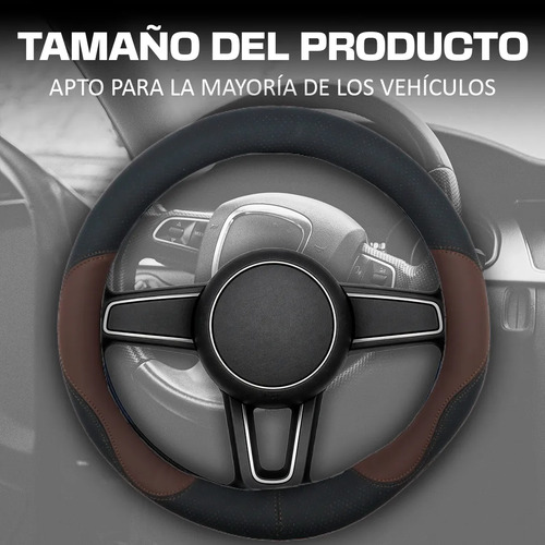 Funda Para Volante De Vinil Negra Con Ondas Cafe