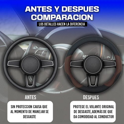 Funda Para Volante De Vinil Negra Con Ondas Cafe