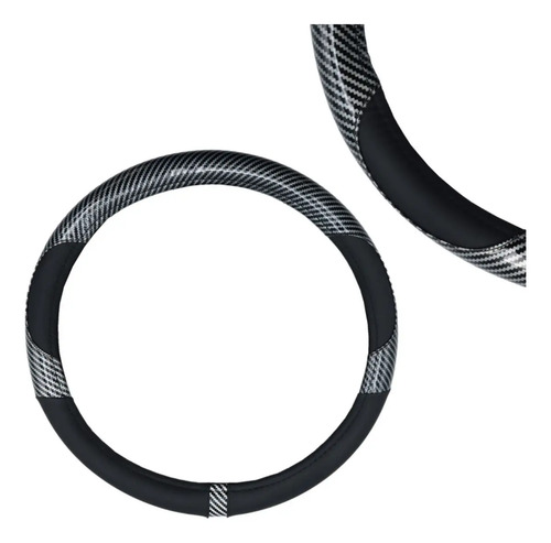 Funda Para Volante Vinil Negra Con Fibra De Carbono Blanco