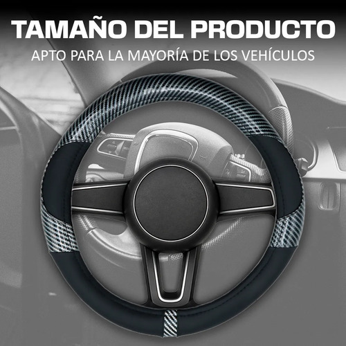 Funda Para Volante Vinil Negra Con Fibra De Carbono Blanco