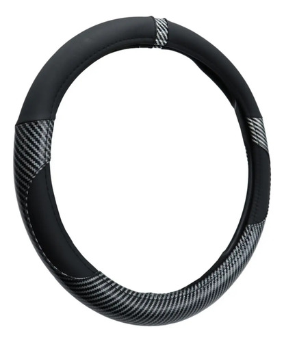 Funda Para Volante Vinil Negra Con Fibra De Carbono Blanco