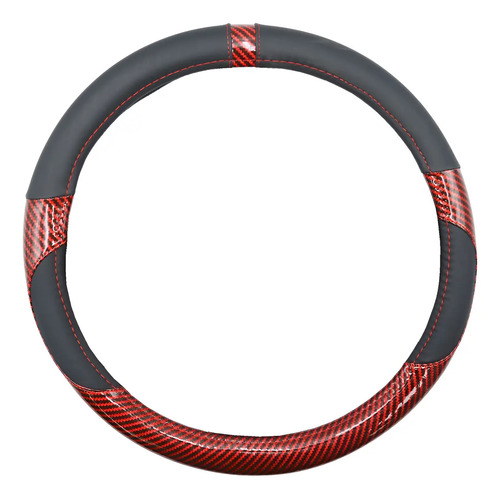 Funda Para Volante Vinil Negra Acabado Fibra De Carbono Rojo