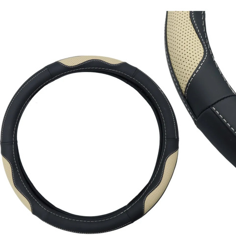 Funda Para Volante Negra Con Ondas Beige